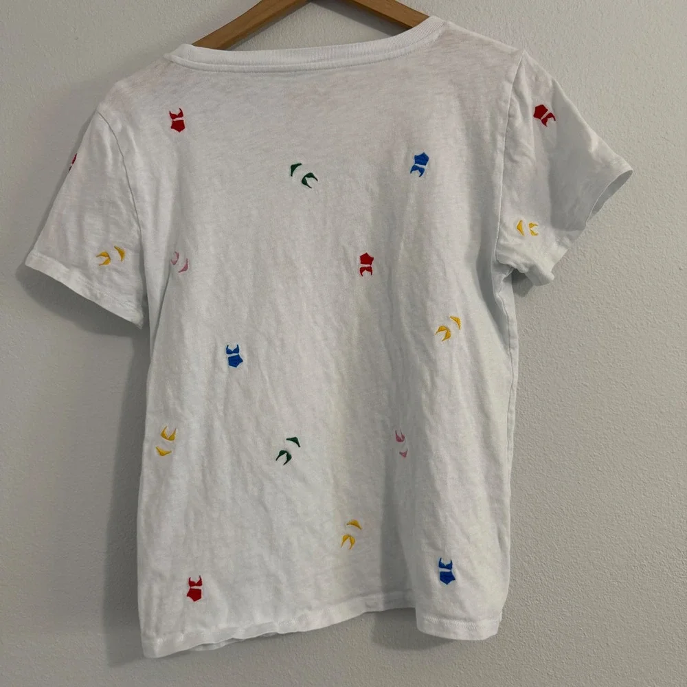 J. Crew - 100% Cotton Short Sleeve Tee‎ Embroidered Bikini Pattern